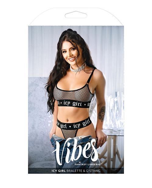 image of product,Vibes Icy Girl Metallic Fishnet Bralette & G-string Black - SEXYEONE