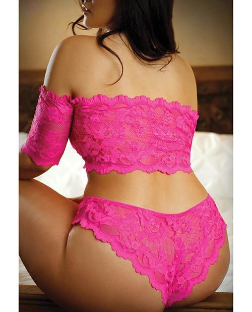 product image,Vixen Hypnotized Lace Crop & Panty Ultra Pink - SEXYEONE