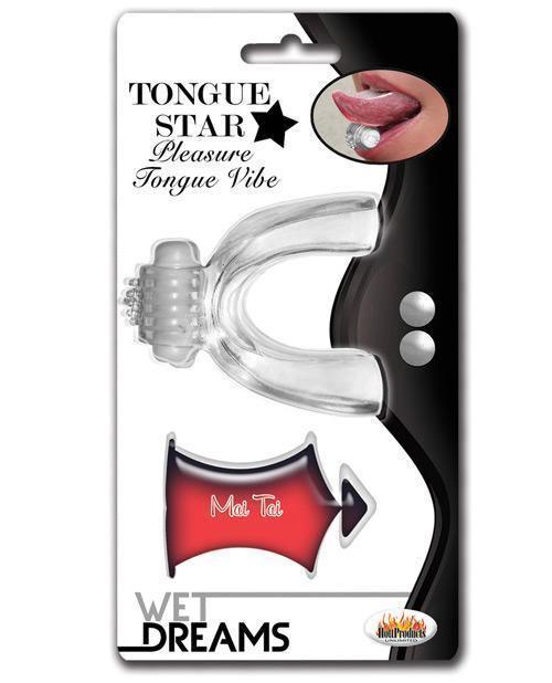image of product,Wet Dreams Tongue Star Vibe - Clear W/10 Ml Liquor Lube Pillow - SEXYEONE