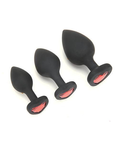 image of product,Whipsmart Heartbreaker 3 Pc Crystal Heart Anal Training Set - Black/red - SEXYEONE