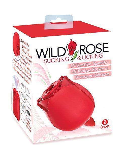 product image, Wild Rose Rechargeable Silicone Suction & Tongue Vibrator - Red - SEXYEONE