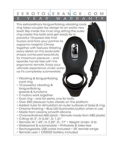 product image,Zero Tolerance Mr. Flicker Vibrating Cock Ring - Black - SEXYEONE