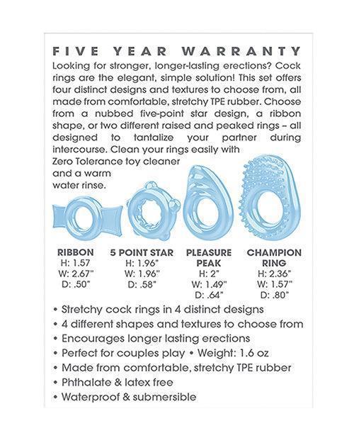 image of product,Zero Tolerance Ring A Ding Ding Set Of 4 Cock Rings - Blue - SEXYEONE