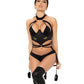 1 Pc Cat Girl Bodysuit W/attached Wrist Straps Black - SEXYEONE