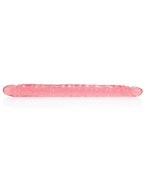 image of product,17" Slim Jim Duo Veined Super Slim Dong - Translucence Gel Pink - SEXYEONE