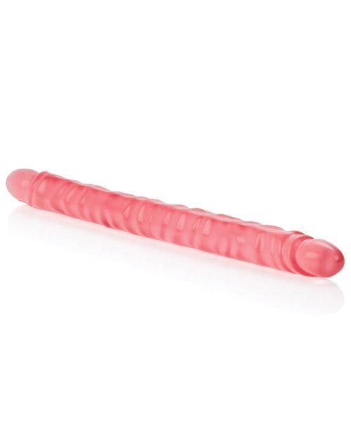 image of product,17" Slim Jim Duo Veined Super Slim Dong - Translucence Gel Pink - SEXYEONE