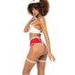 3 Pc Nurse Underwire Top, Open Back Bottom W/attached Garterbelt, & Head Piece Red/wht S/m - SEXYEONE