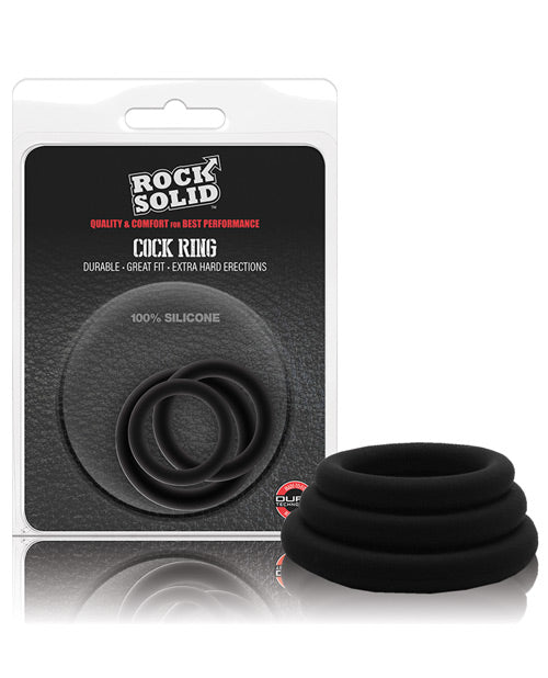 product image, Rock Solid Tri-Pack Silicone Gasket Cockrings - Black