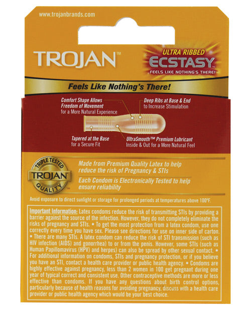 product image,Trojan Ultra Ribbed Ecstasy Condoms - Box of 3