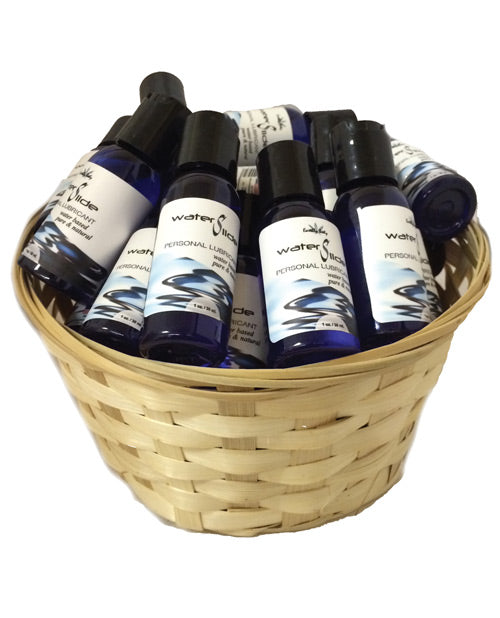 product image, Earthly Body Waterslide Personal Lubricant w/Carrageenan - 1 oz Bottles Basket of 30