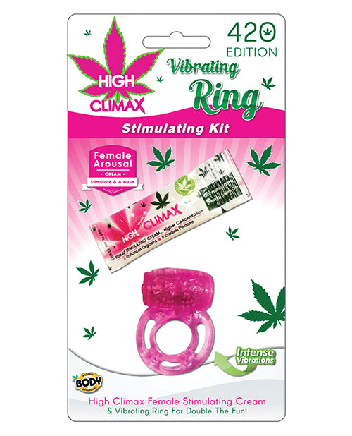 product image, High Climax Vibrating Ring Stimulating Kit w/Hemp Seed Oil - Pink