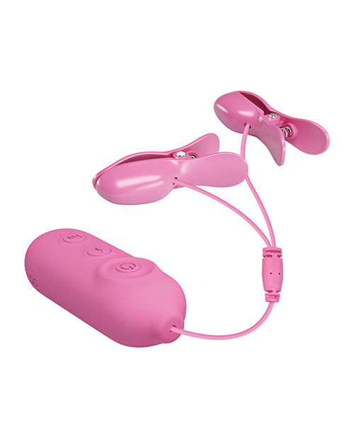 image of product,Pretty Love Romantic Wave II Estim & Vibrating Nipple Clip - Pink