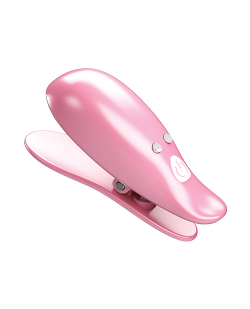 image of product,Pretty Love Leaf Wireless Vibrating Nipple Clamps - Pink