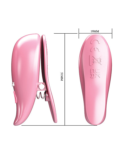 image of product,Pretty Love Leaf Wireless Vibrating Nipple Clamps - Pink