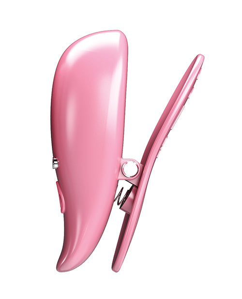 image of product,Pretty Love Leaf Wireless Vibrating Nipple Clamps - Pink