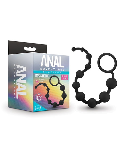 product image, Blush Anal Adventures Platinum Silicone 10 Anal  Beads - Black