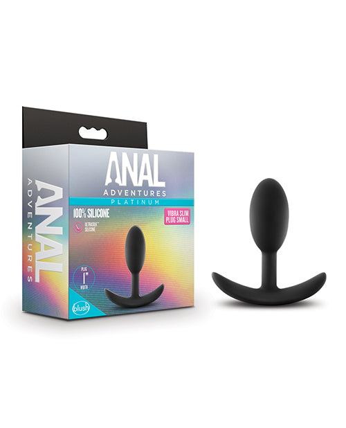 product image, Blush Anal Adventures Platinum Silicone Vibra Slim Plug - Black