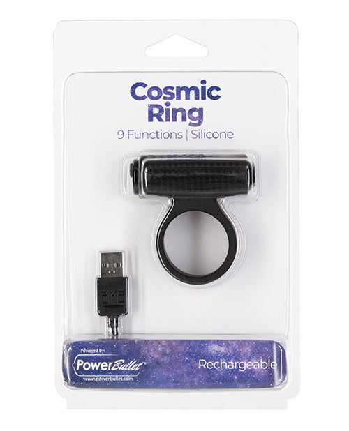 product image, Cosmic Cock Ring w/Rechargeable Bullet - 9 Functions Black