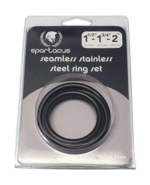 product image, Spartacus Seamless Stainless Steel C-Ring - Black Pack of 3