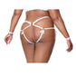 Satin Ribbon w/Elastic Harness & Cuffs Set - White/Gold QN