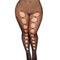 Fishnet Pantyhose w/Back Seam & Satin Bows - Black QN