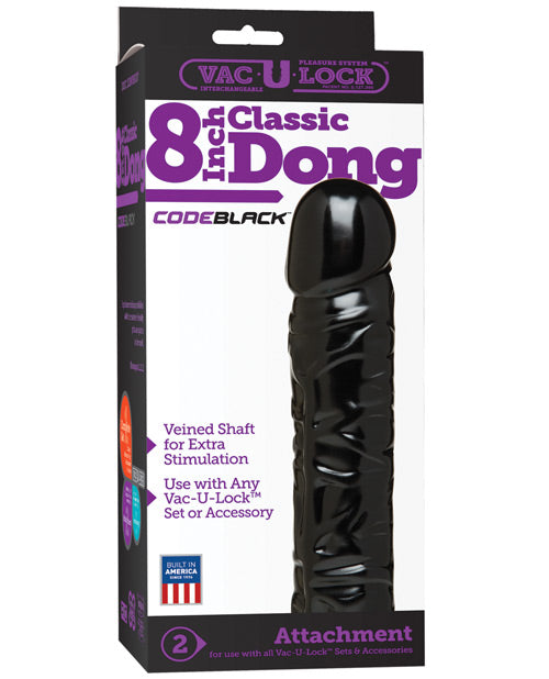 product image, Vac-U-Lock Code Black 8" Classic Dong