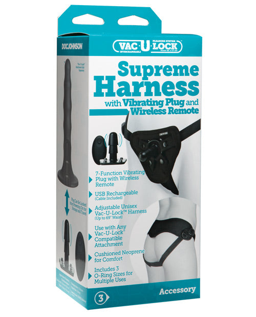 product image, Vac-U-Lock Supreme Harness w/Vibrating Plug - Black