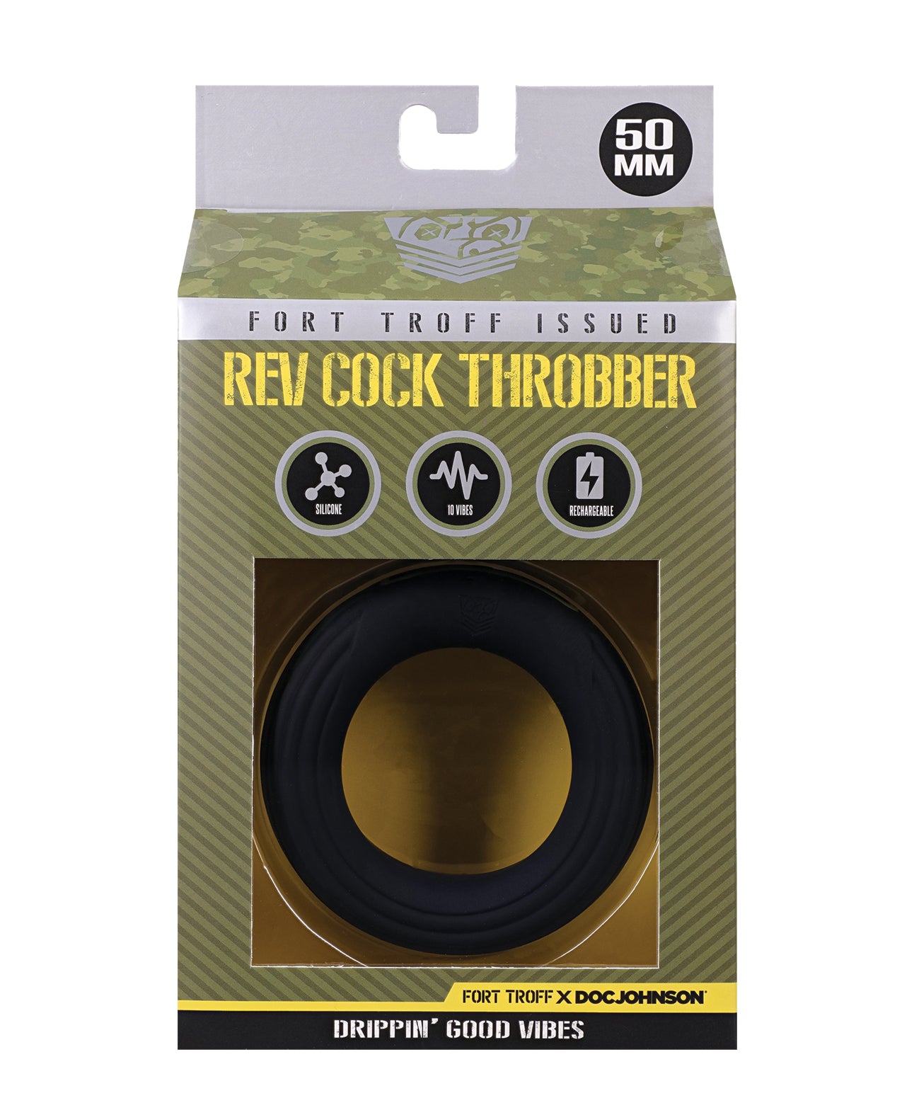 product image, Fort Troff Rev Cock Throbber Vibrating Cock Ring - Large, Black