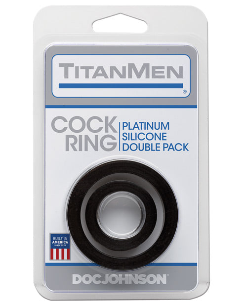 product image, Titanmen Platinum Silicone Cock Ring - Black Pack of 2