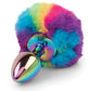 Gemsations 2.95" Metal Bunny Tail Rainbow Butt Plug - Rainbow