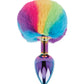 Gemsations 2.95" Metal Bunny Tail Rainbow Butt Plug - Rainbow