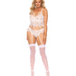 Victoria Eyelash Lace Underwire Bralette w/Garter Panty 2 pc Set - White