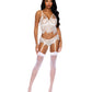 Victoria Eyelash Lace Underwire Bralette w/Garter Panty 2 pc Set - White