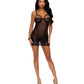 Mari Mesh & Crochet Lace Underwire Babydoll w/G-String 2 pc Set - Black