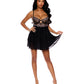 Kai Scalloped Lace & Mesh Babydoll w/G-String 2 pc Set - Black