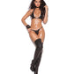Leather Halter Top & G-String w/Nail Head Details - Black O/S