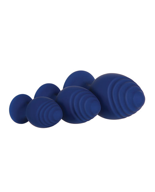 image of product,Evolved Get Your Groove on 3 pc Silicone Anal Plug Set - Blue