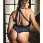 Curve Cara Stretch Lace Teddy W/snap Crotch Ink Blue