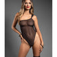 Domina One-Shoulder Sheer Mesh Teddy w/Rope Cuffs