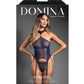 Domina Sheer Mesh Gartered Bustier w/Detachable Choker & G-String 2 pc Set - Navy