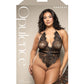 Opulence Metallic Eyelash Lace Teddy w/Pearl String Crotch - Black QN