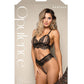 Opulence Metallic Eyelash Lace Lace Bralette w/Pearl String Crotch Panty - Black