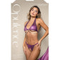 Opulence Shimmer Mesh Halter Top & Panty w/Pearl Details - Purple