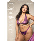 Opulence Shimmer Mesh Halter Top & Panty w/Pearl Details - Purple QN