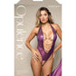 Opulence Shimmer Mesh Halter Teddy w/Pearl Details - Purple