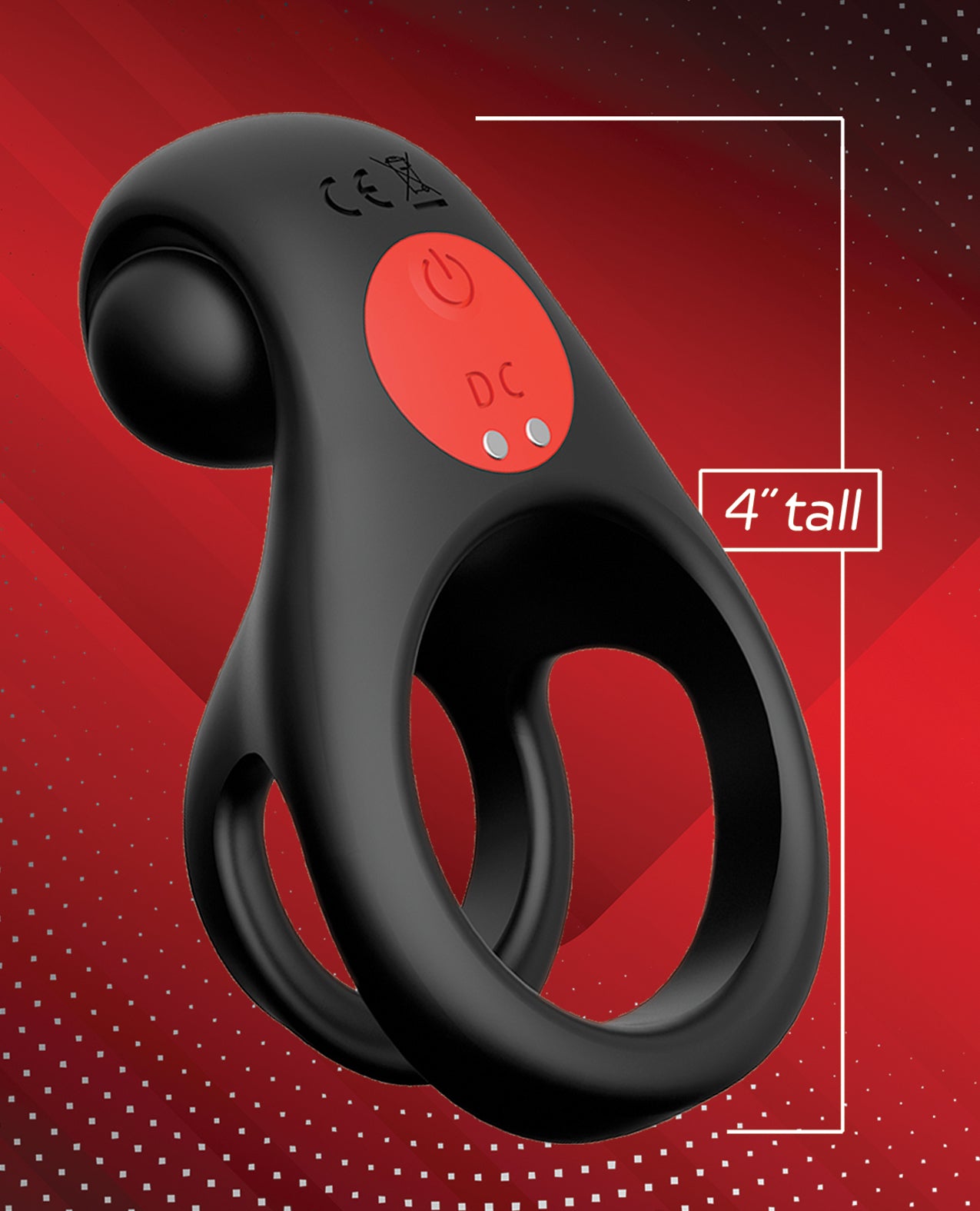 image of product,Massive Red Dot Cock Ring V2 - Black