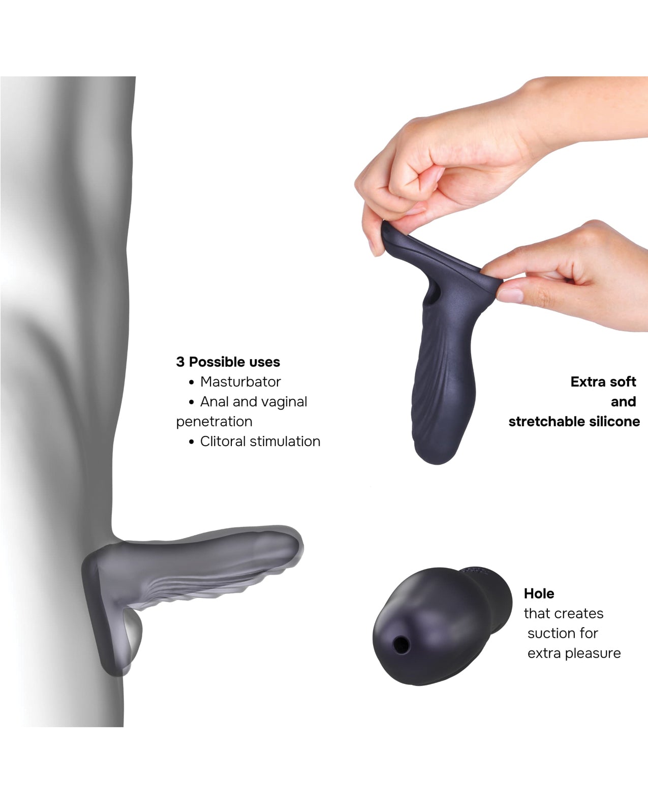 image of product,Manwan RYZER Penis Sleeve - Black Plum