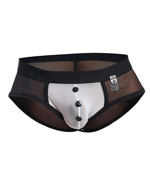 image of product,Male Basics Mob Maitre D Brief, Bow & French Cuffs Black/white