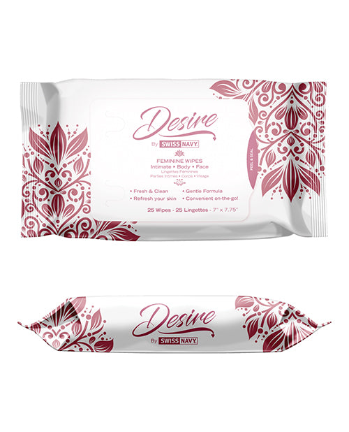 product image, Swiss Navy Desire Unscented Feminine Wipes - Pack of 25