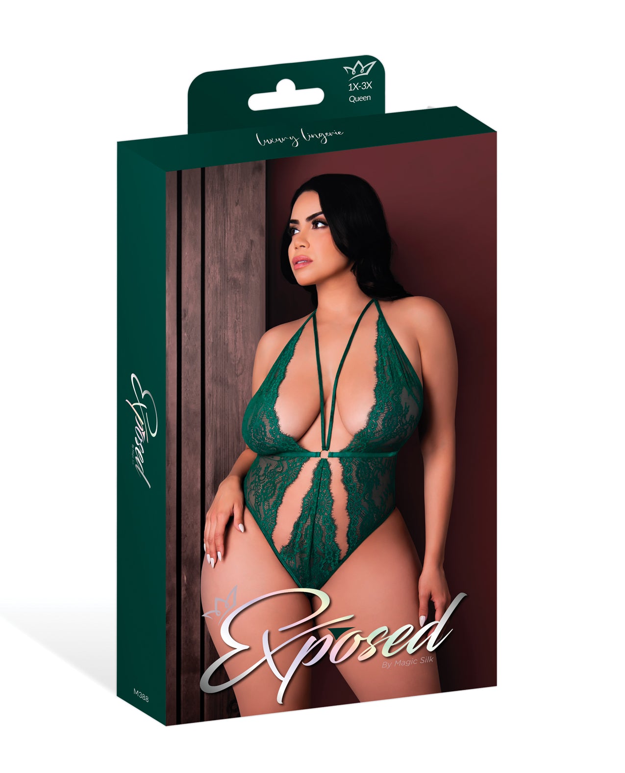 image of product,Evermore Lace Plunge Teddy - Emerald QN